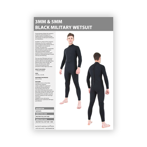 3/5mm Military Wetsuit Data Sheet