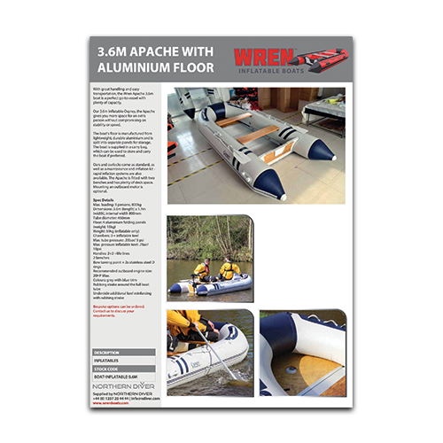 3.6m Wren Apache Inflatable Boat Datasheet