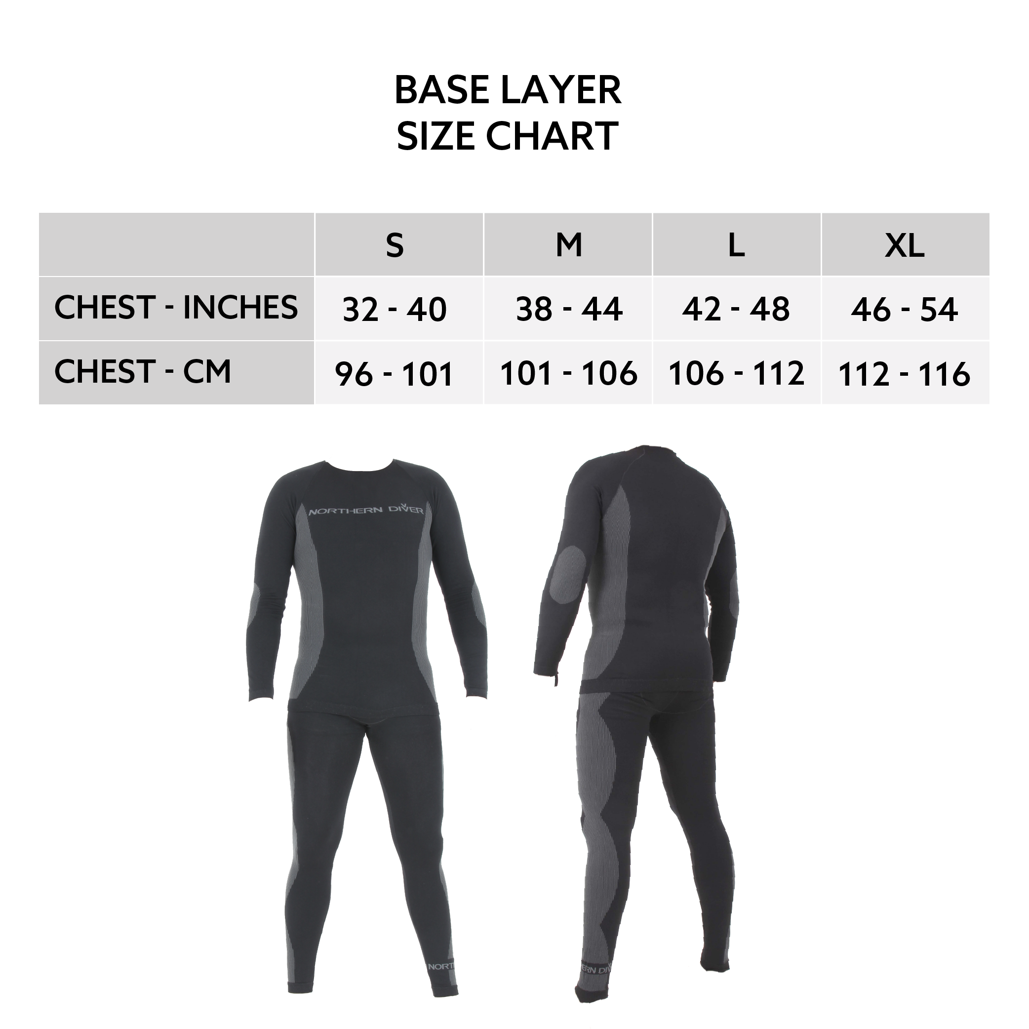 Base layer size chart