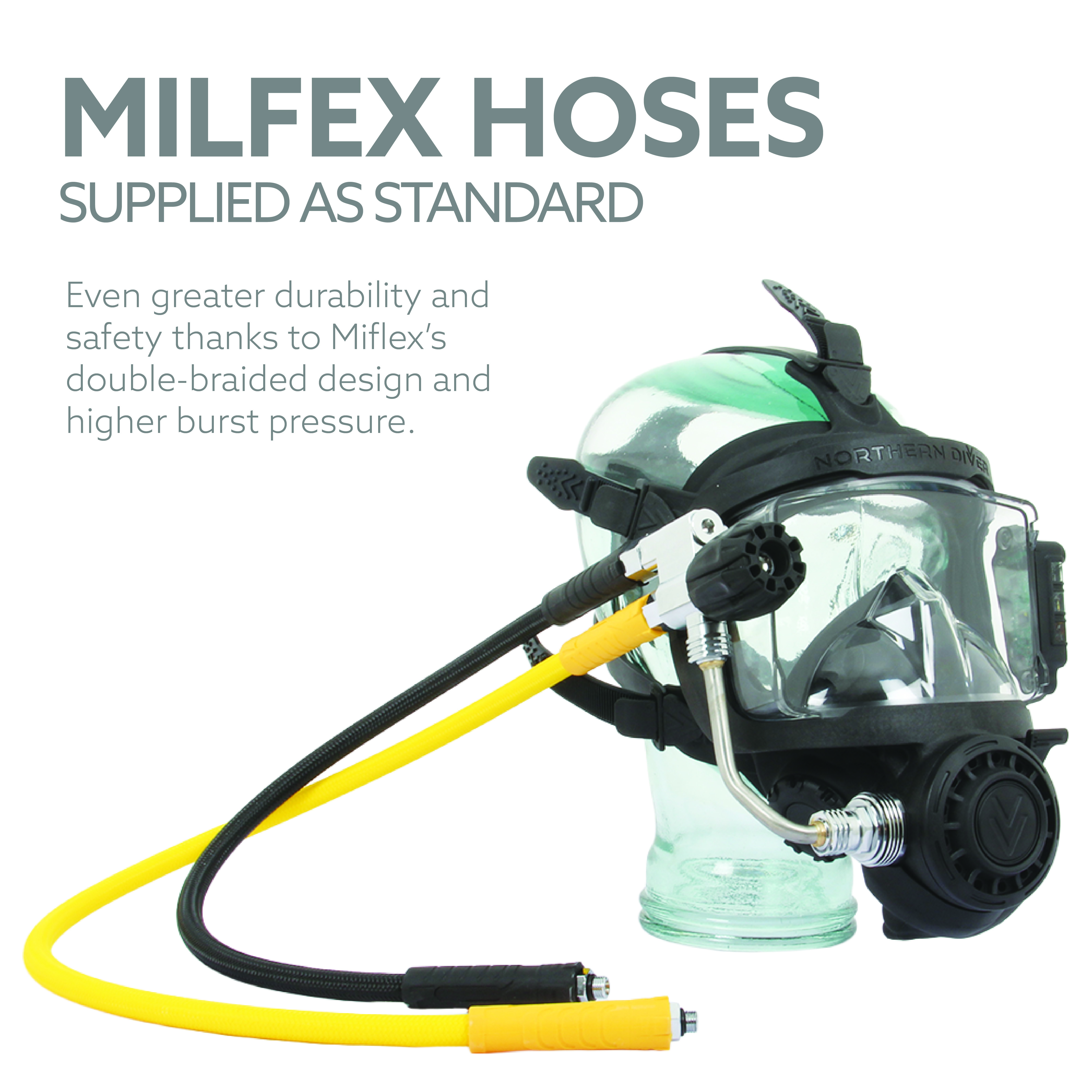 Supplied with Miflex low-pressure hoses as standard