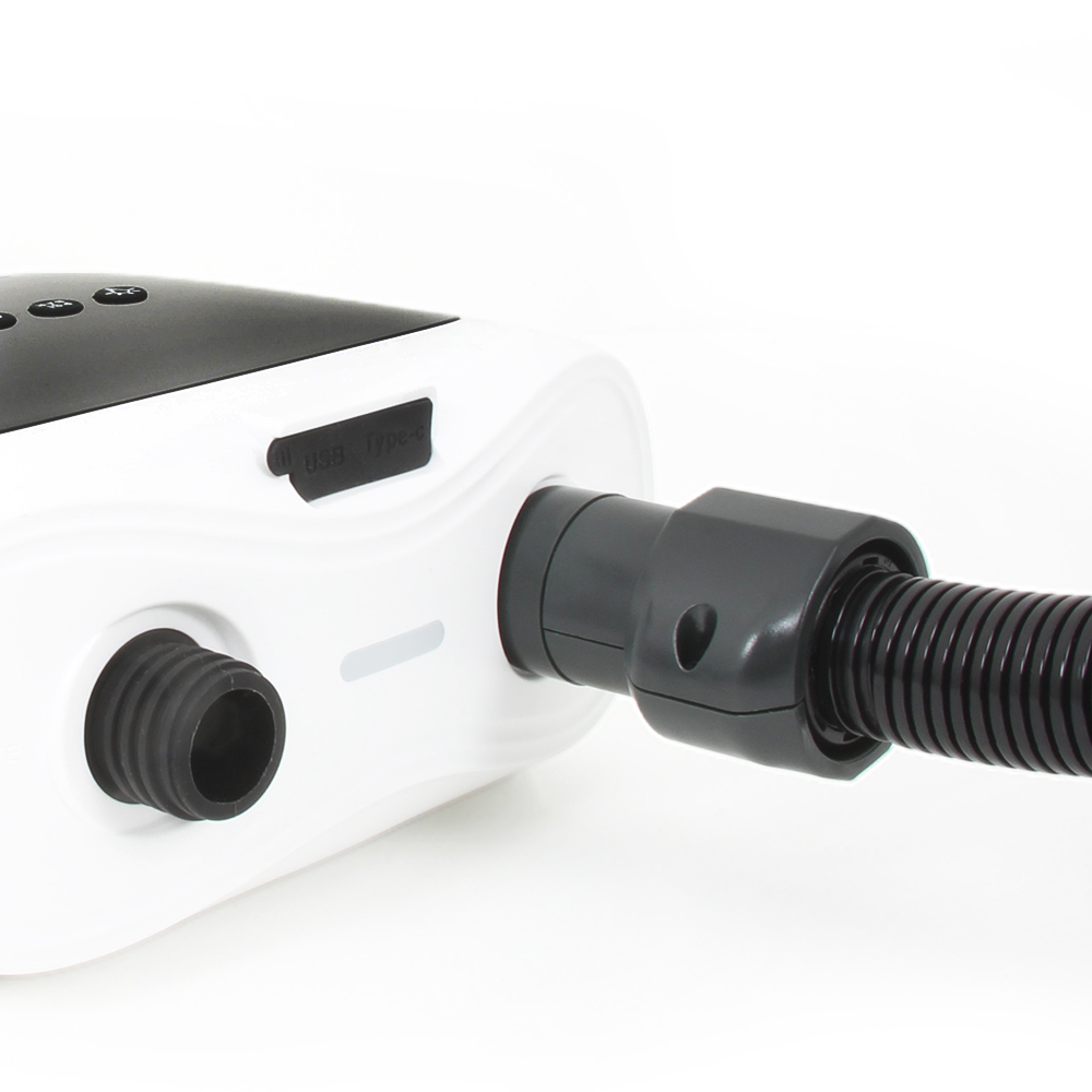 Rechargeable Air Pump | Flexible conduit adaptor for the hose to attach to inflation inlet