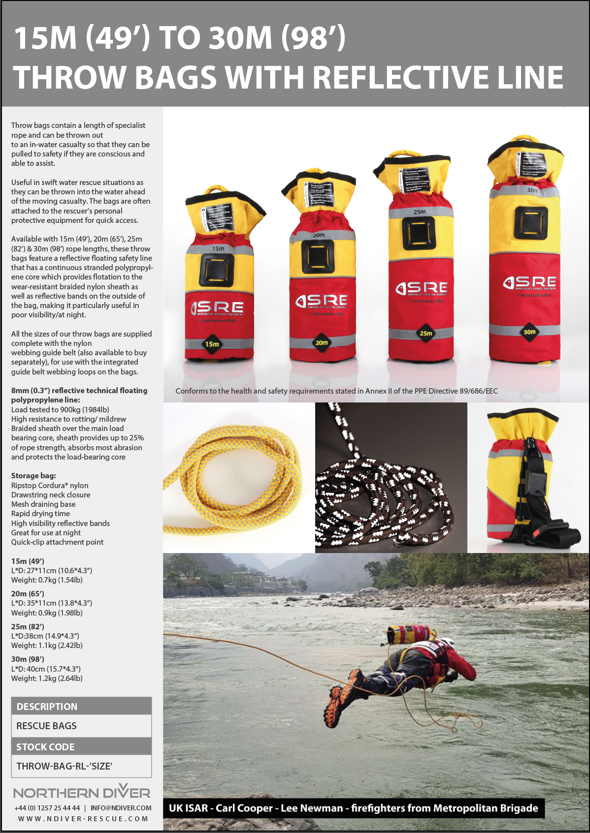 Reflective Line Throw Bags Data Sheet